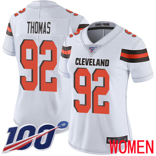 Cleveland Browns Chad Thomas Women White Limited Jersey #92 NFL Football Road 100th Season Vapor Untouchable->women nfl jersey->Women Jersey